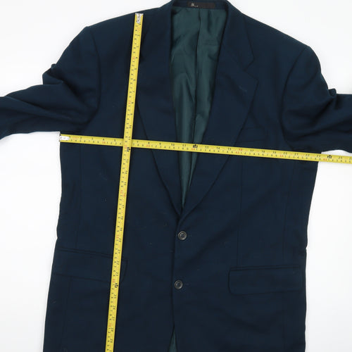 BHS Men’s Blue Wool Cashmere Blazer Jacket 42in Chest Long