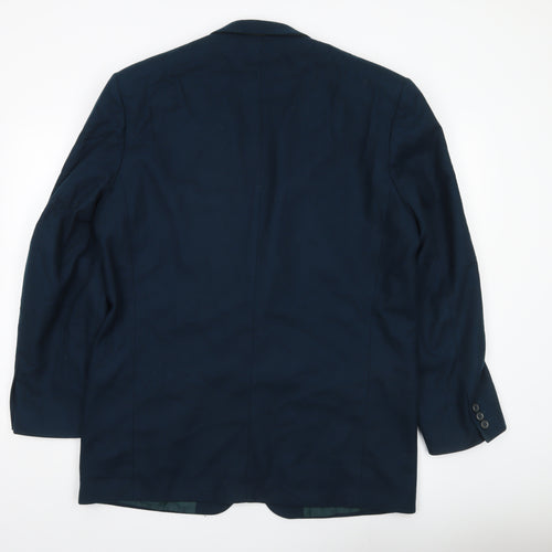 BHS Men’s Blue Wool Cashmere Blazer Jacket 42in Chest Long
