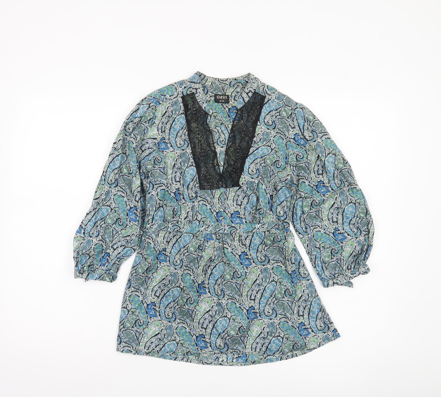 Oasis Women’s Multicoloured Paisley Cotton Tunic Blouse Size 10