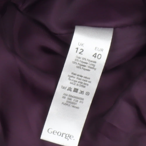 George Women’s Purple Quilted Puffer Jacket Size 12 Mid-Length