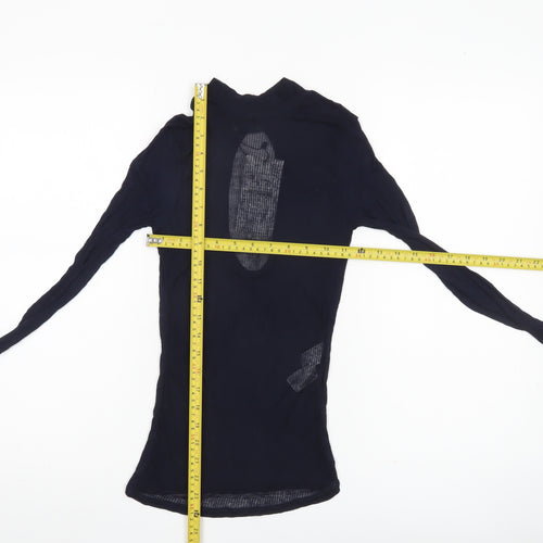Zara Women’s Blue Sheer Modal Slim Fit Long Sleeve Blouse Size S