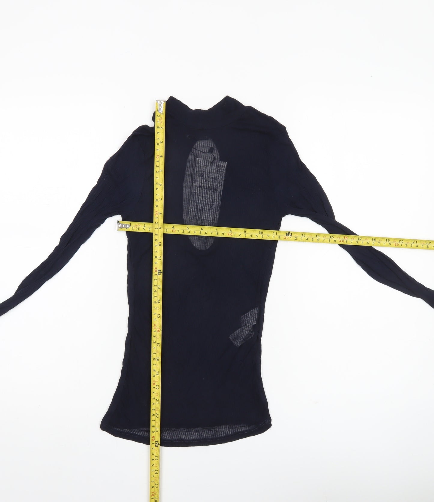 Zara Women’s Blue Sheer Modal Slim Fit Long Sleeve Blouse Size S