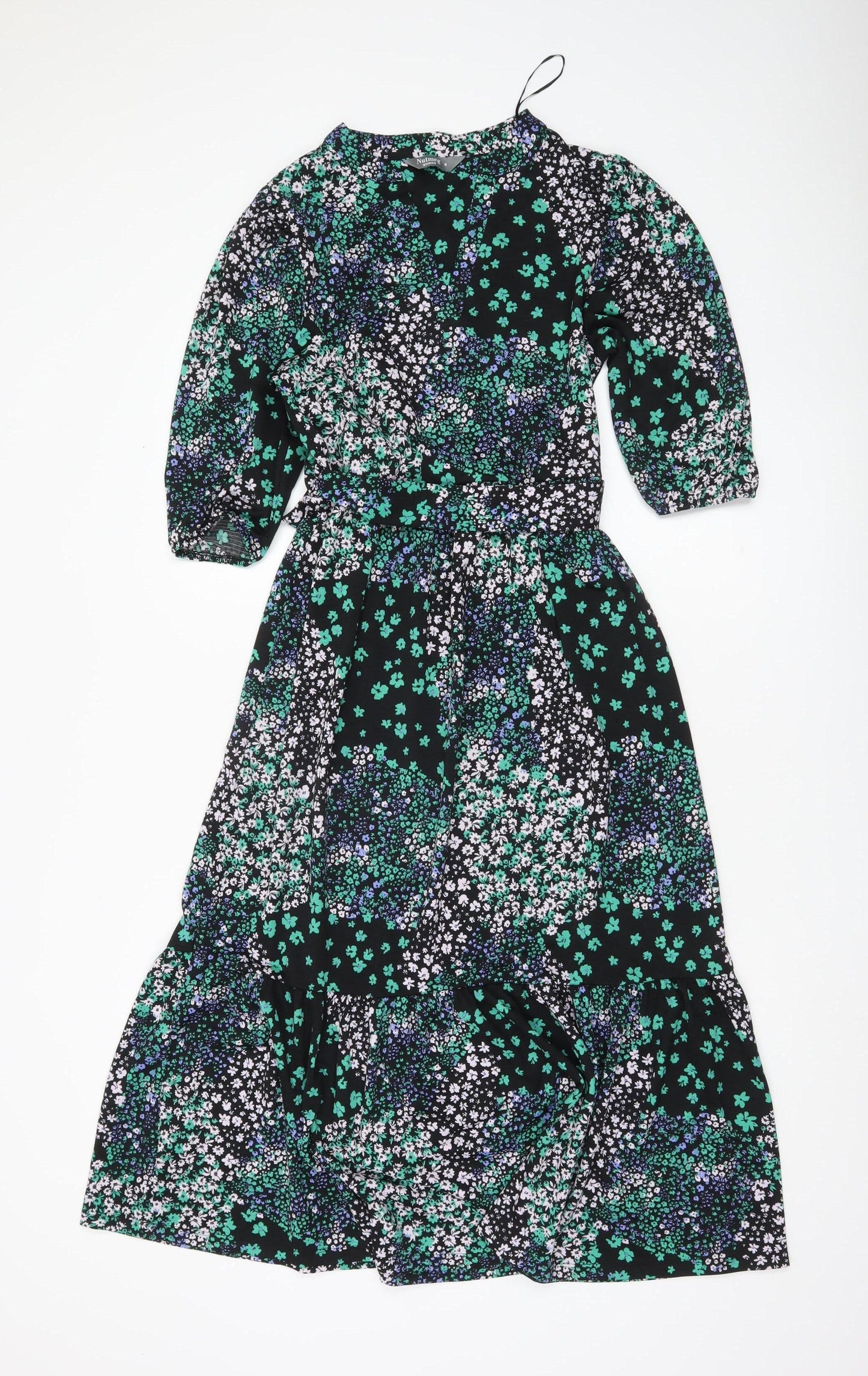 Nutmeg Women’s Multicoloured Floral Midi Fit & Flare Dress Size 8
