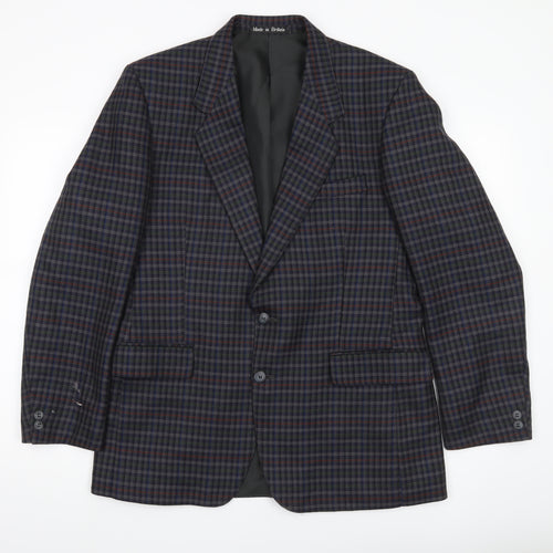 Brook Taverner Men's Multicoloured Wool Check Blazer Jacket 40in Chest L