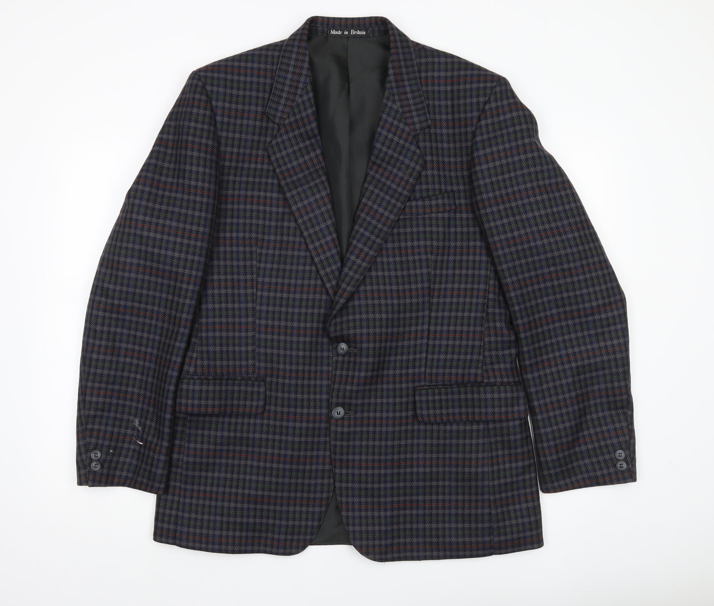 Brook Taverner Men's Multicoloured Wool Check Blazer Jacket 40in Chest L