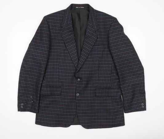 Brook Taverner Men's Multicoloured Wool Check Blazer Jacket 40in Chest L