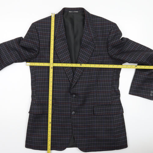 Brook Taverner Men's Multicoloured Wool Check Blazer Jacket 40in Chest L