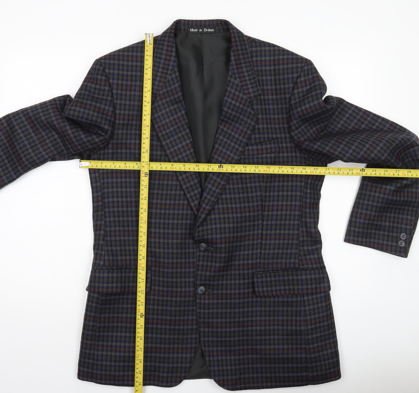 Brook Taverner Men's Multicoloured Wool Check Blazer Jacket 40in Chest L