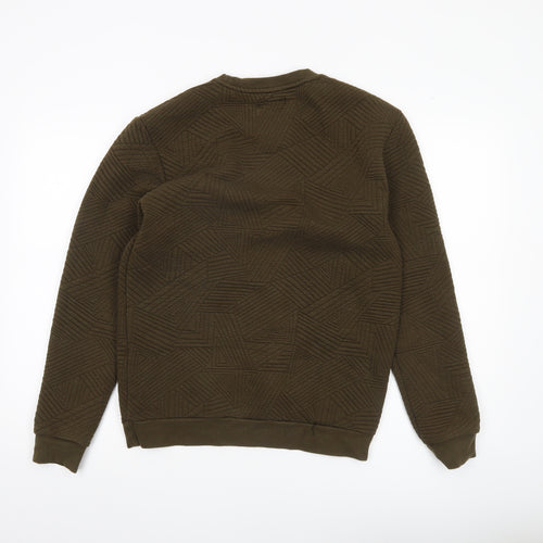 Zara Man Mens Green Quilted Geometric Pullover Sweatshirt Size M