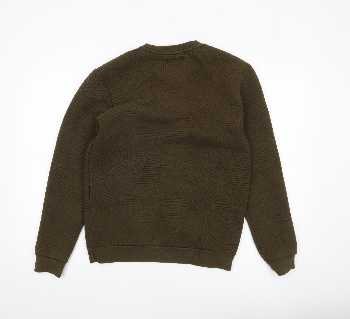 Zara Man Mens Green Quilted Geometric Pullover Sweatshirt Size M