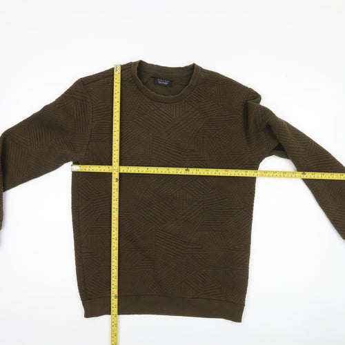 Zara Man Mens Green Quilted Geometric Pullover Sweatshirt Size M