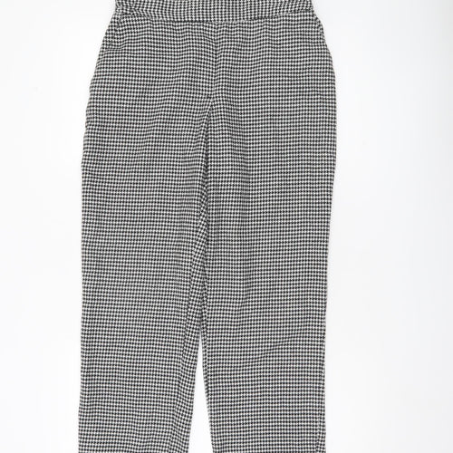 Zara Basic Womens Black White Houndstooth Straight Trousers S
