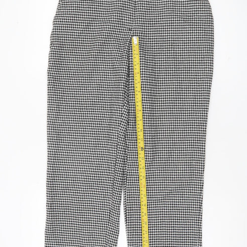 Zara Basic Womens Black White Houndstooth Straight Trousers S
