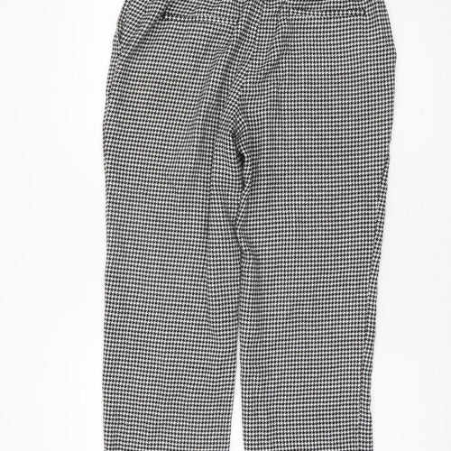 Zara Basic Womens Black White Houndstooth Straight Trousers S