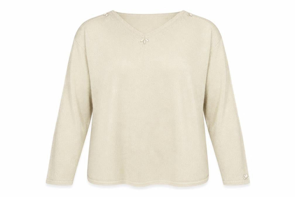 Bonmarché Women’s Beige V-Neck Pullover Jumper XL Long Sleeve Knit