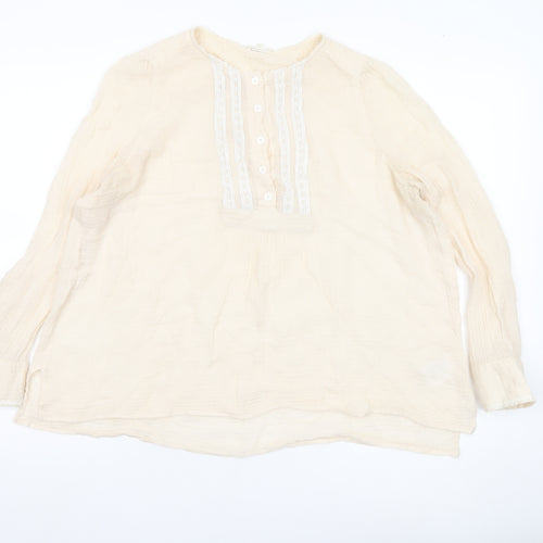 Pablo Women’s Ivory Cotton Tunic Blouse Size 16 Long Sleeve