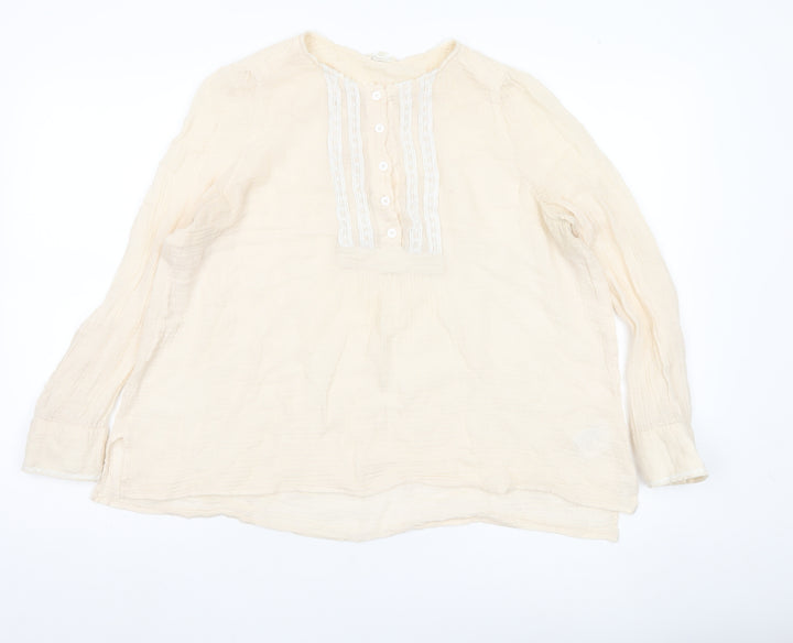 Pablo Women’s Ivory Cotton Tunic Blouse Size 16 Long Sleeve