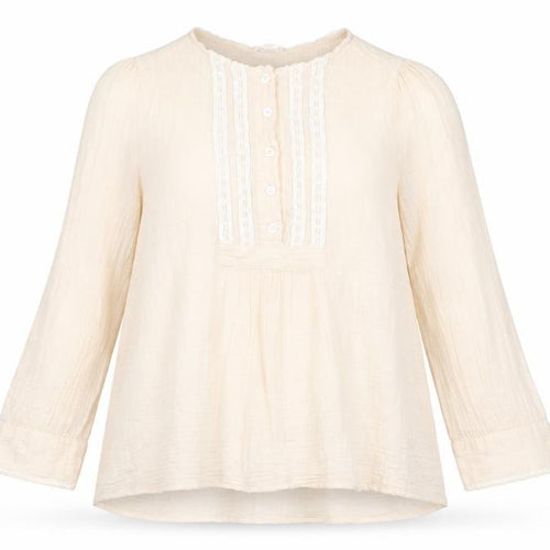 Pablo Women’s Ivory Cotton Tunic Blouse Size 16 Long Sleeve