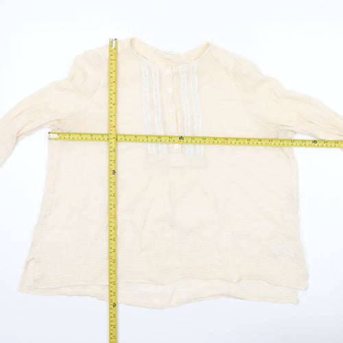 Pablo Women’s Ivory Cotton Tunic Blouse Size 16 Long Sleeve