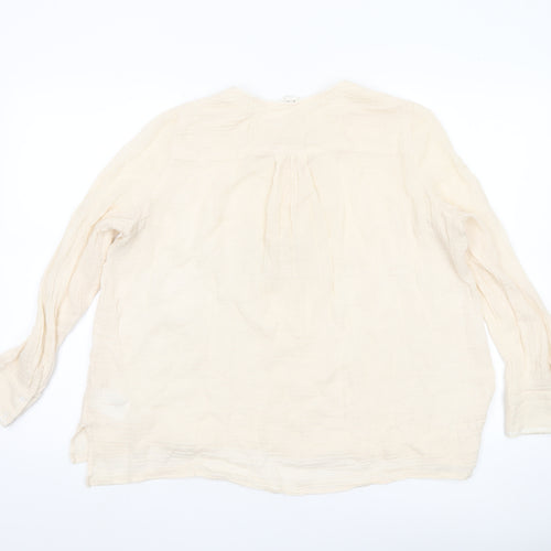 Pablo Women’s Ivory Cotton Tunic Blouse Size 16 Long Sleeve
