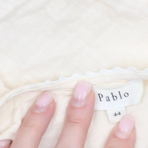 Pablo Women’s Ivory Cotton Tunic Blouse Size 16 Long Sleeve