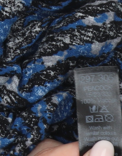 M&Co Womens Blue Black Animal Print Shift Dress Size 20 Beaded Neckline