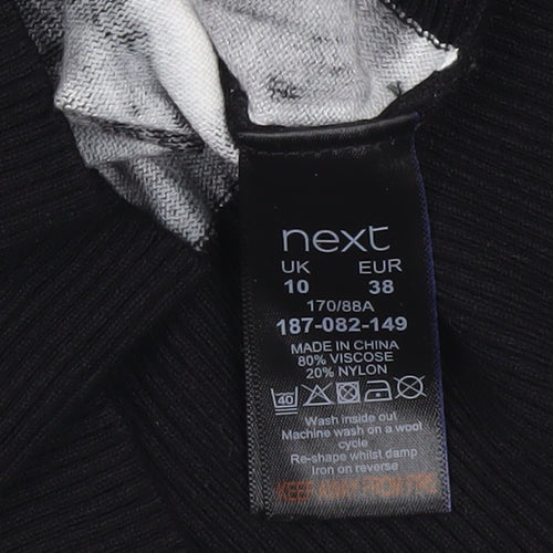 Next Women’s Black Animal Print Crew Neck Jumper Size 10