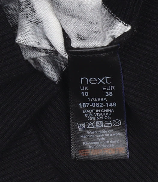 Next Women’s Black Animal Print Crew Neck Jumper Size 10