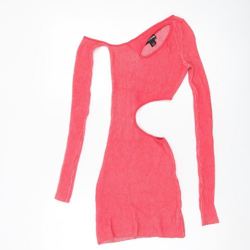 PrettyLittleThing Women Pink XS Bodycon Cut Out Mini Dress