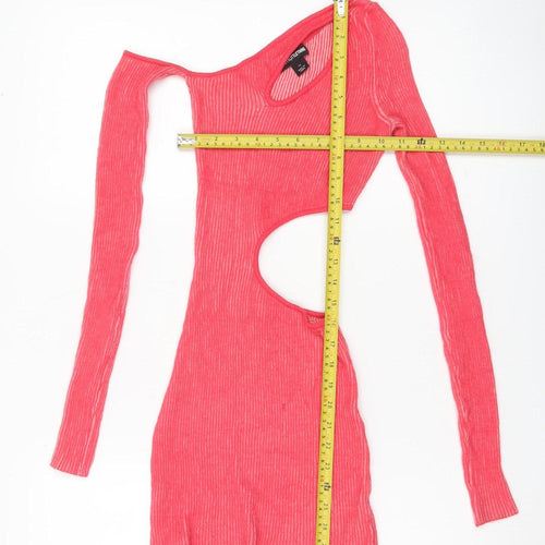 PrettyLittleThing Women Pink XS Bodycon Cut Out Mini Dress