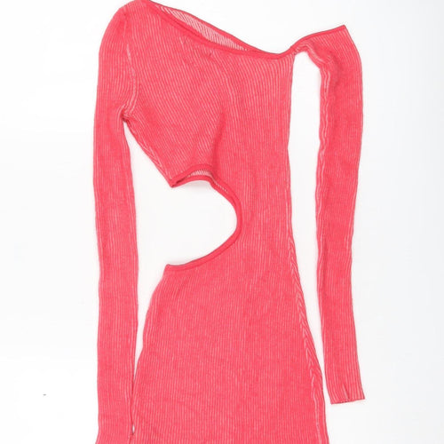 PrettyLittleThing Women Pink XS Bodycon Cut Out Mini Dress