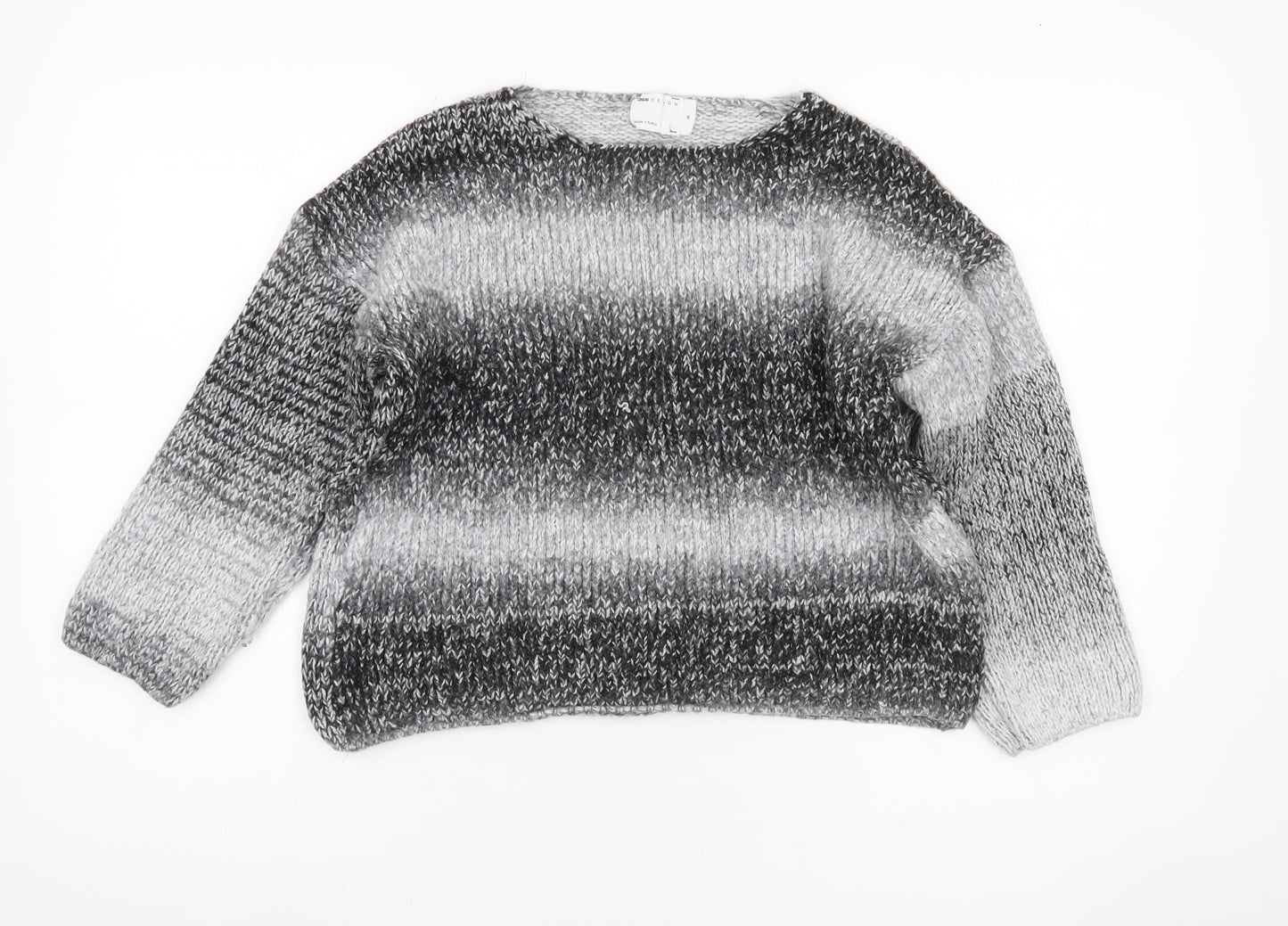 ASOS Womens Grey Ombre Chunky Knit Pullover Jumper UK 12 Crew Neck