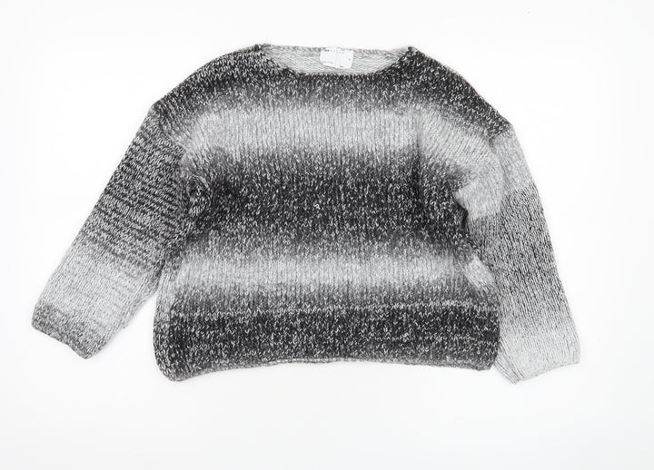 ASOS Womens Grey Ombre Chunky Knit Pullover Jumper UK 12 Crew Neck