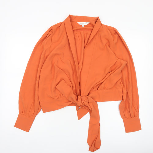 Apricot Women’s Orange Wrap Blouse UK 12 Long Sleeve Tie Front