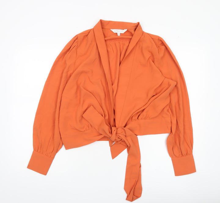 Apricot Women’s Orange Wrap Blouse UK 12 Long Sleeve Tie Front