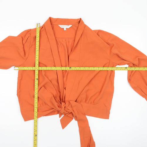 Apricot Women’s Orange Wrap Blouse UK 12 Long Sleeve Tie Front