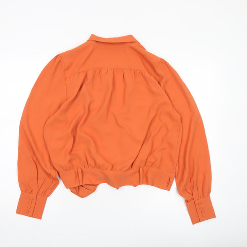 Apricot Women’s Orange Wrap Blouse UK 12 Long Sleeve Tie Front