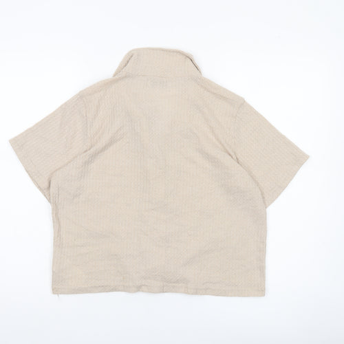 Brave Soul Women’s Beige Cropped Button-Up Shirt S Casual