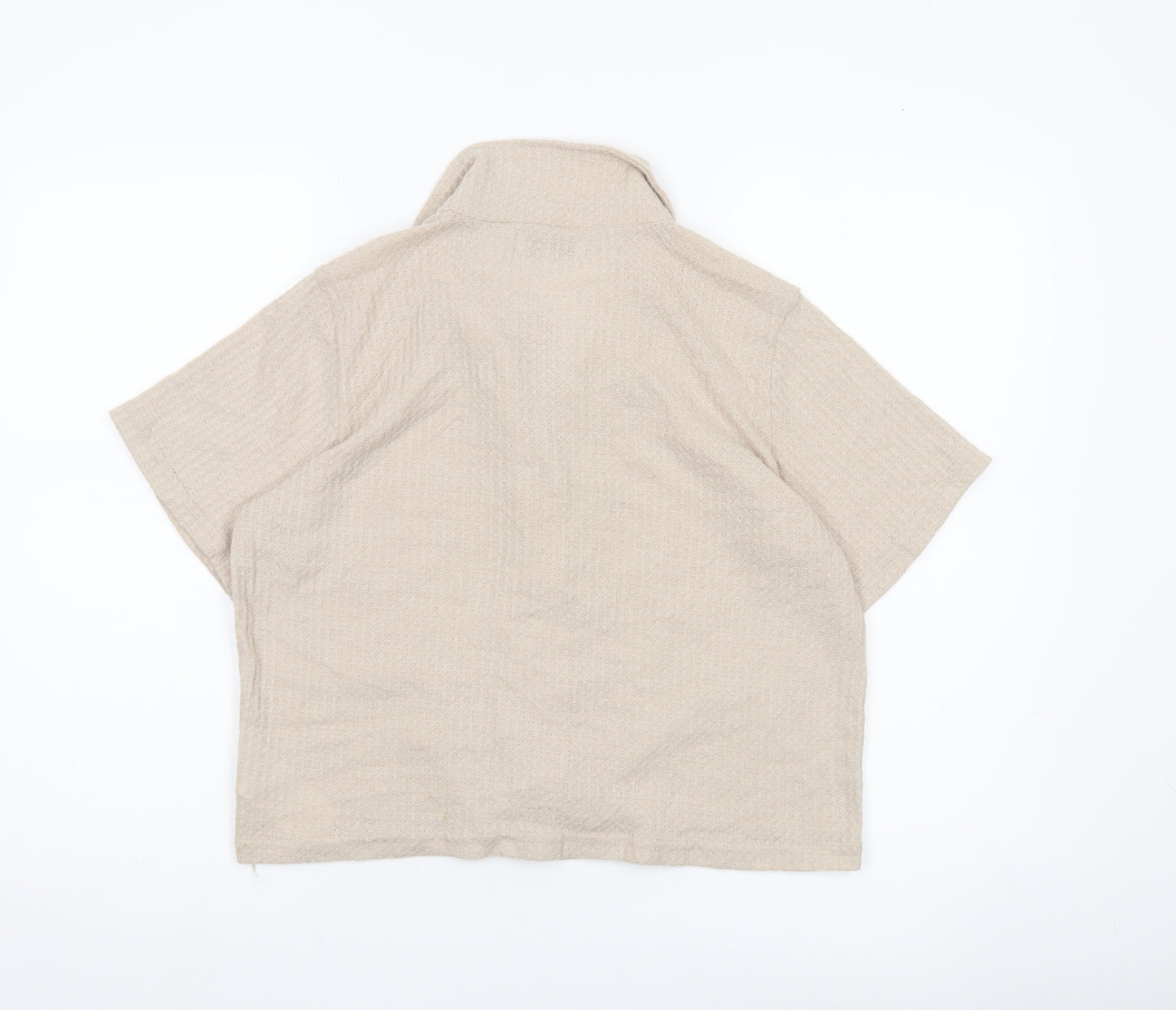 Brave Soul Women’s Beige Cropped Button-Up Shirt S Casual