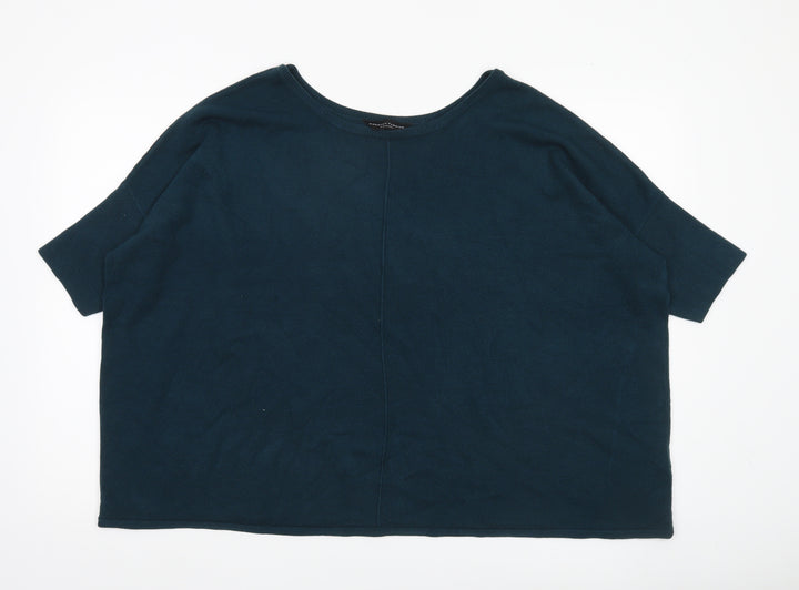 Dorothy Perkins Women Blue Size 16 Pullover Jumper Short Sleeve Knit