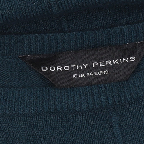Dorothy Perkins Women Blue Size 16 Pullover Jumper Short Sleeve Knit