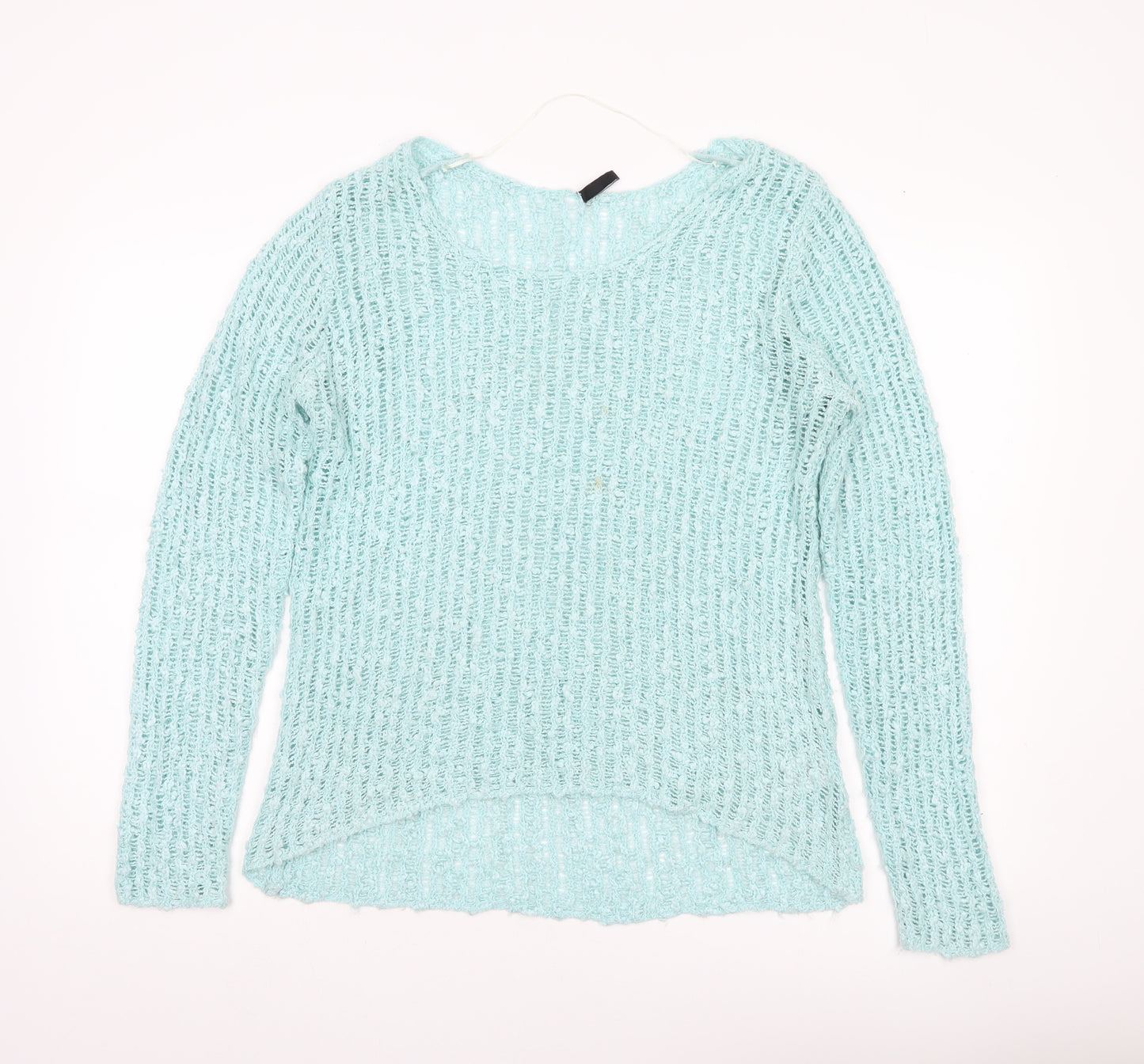 b.young Women’s Blue Open-Knit Pullover Jumper Size M