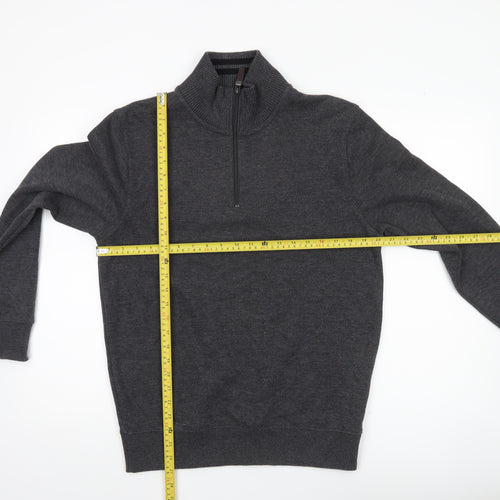 Maine New England Men’s Grey Small 1/2 Zip High Neck Cotton Jumper
