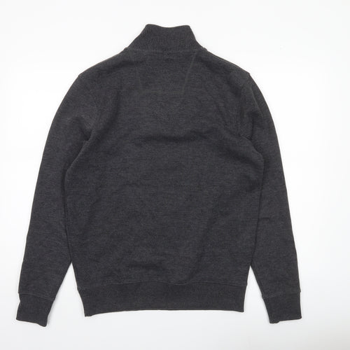 Maine New England Men’s Grey Small 1/2 Zip High Neck Cotton Jumper