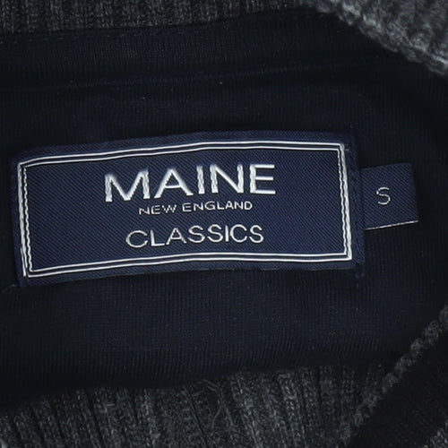 Maine New England Men’s Grey Small 1/2 Zip High Neck Cotton Jumper