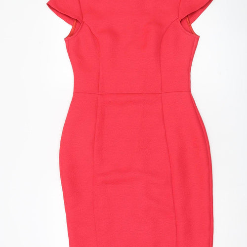 Oasis Women’s Red Sheath Knee Length Dress Size 10 Scoop Neck