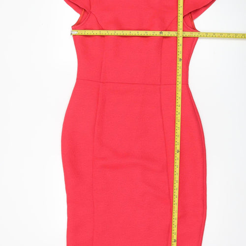 Oasis Women’s Red Sheath Knee Length Dress Size 10 Scoop Neck