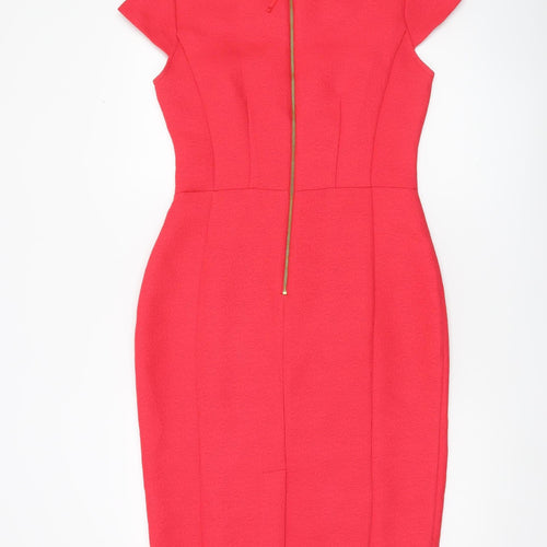Oasis Women’s Red Sheath Knee Length Dress Size 10 Scoop Neck