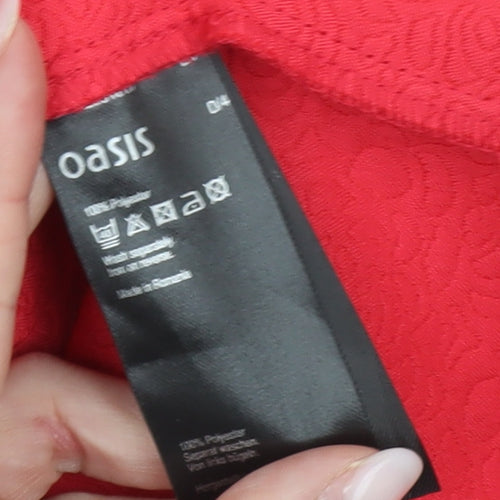 Oasis Women’s Red Sheath Knee Length Dress Size 10 Scoop Neck
