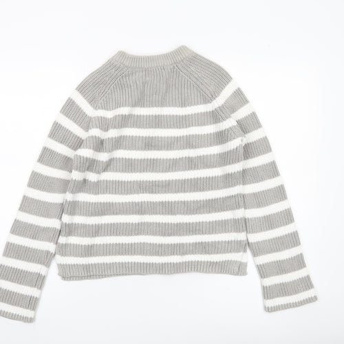 Marks and Spencer Womens Grey Striped Chunky Knit Jumper S